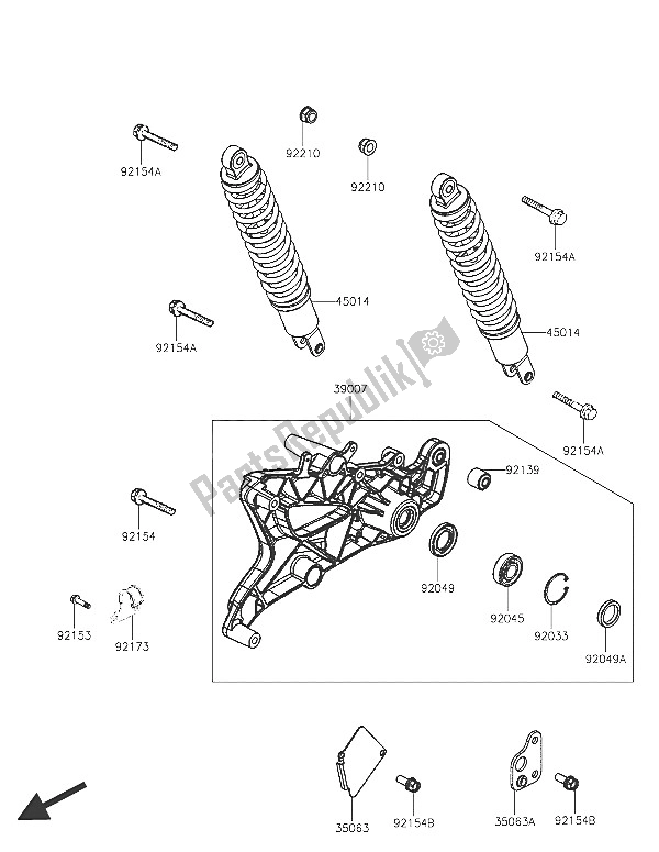 All parts for the Shock Absorber(s) of the Kawasaki J 300 ABS 2016