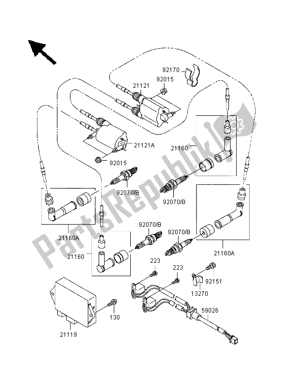 All parts for the Ignition System of the Kawasaki VN 1500 Classic Tourer 1998