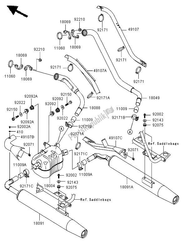 All parts for the Muffler of the Kawasaki VN 1600 Classic Tourer 2006