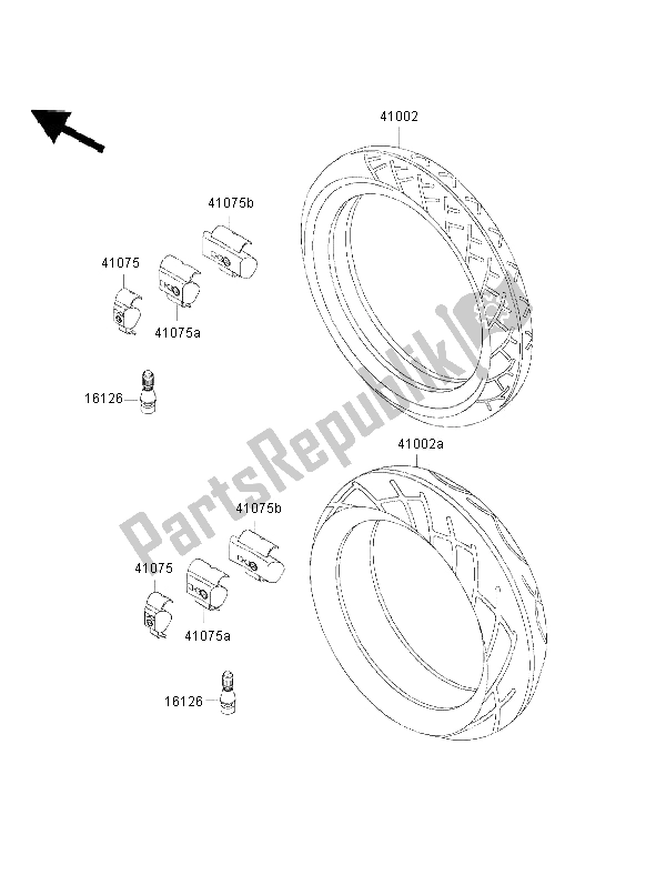 Tutte le parti per il Pneumatici del Kawasaki 1000 GTR 2002