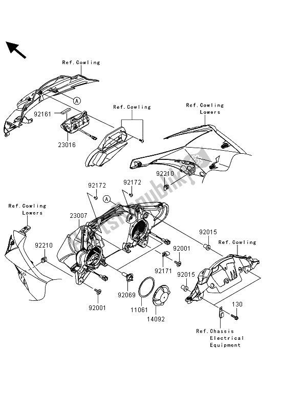 All parts for the Headlight(s) of the Kawasaki Ninja ZX 10R 1000 2013