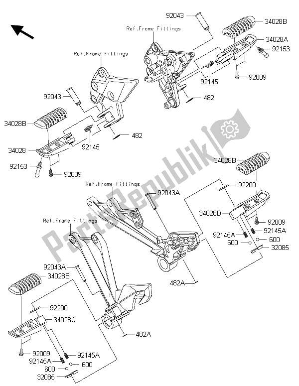 All parts for the Footrests of the Kawasaki Z 1000 SX ABS 2015