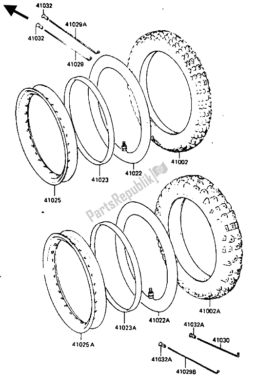 All parts for the Tire of the Kawasaki KLR 250 1986