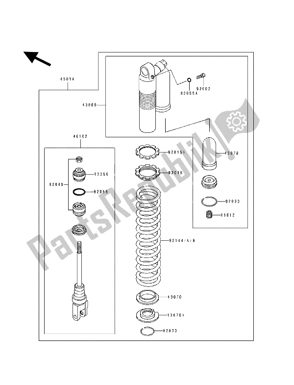 Todas las partes para Amortiguador de Kawasaki KX 250 1993
