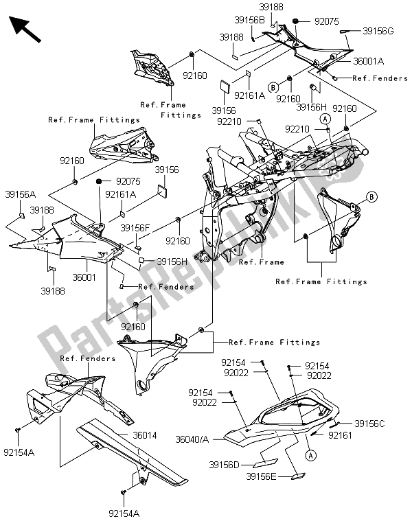 Todas las partes para Cubiertas Laterales Y Cubierta De Cadena de Kawasaki Z 800 ABS BDS 2013