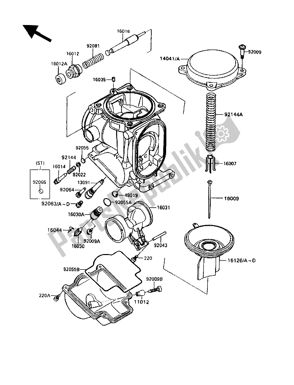 All parts for the Carburetor Parts of the Kawasaki ZZ R 1100 1992