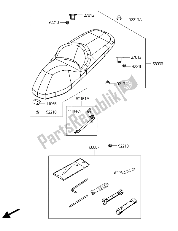 All parts for the Seat of the Kawasaki J 300 2015