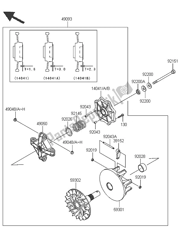 Todas las partes para Convertidor De Accionamiento de Kawasaki KVF 650 4X4 2005