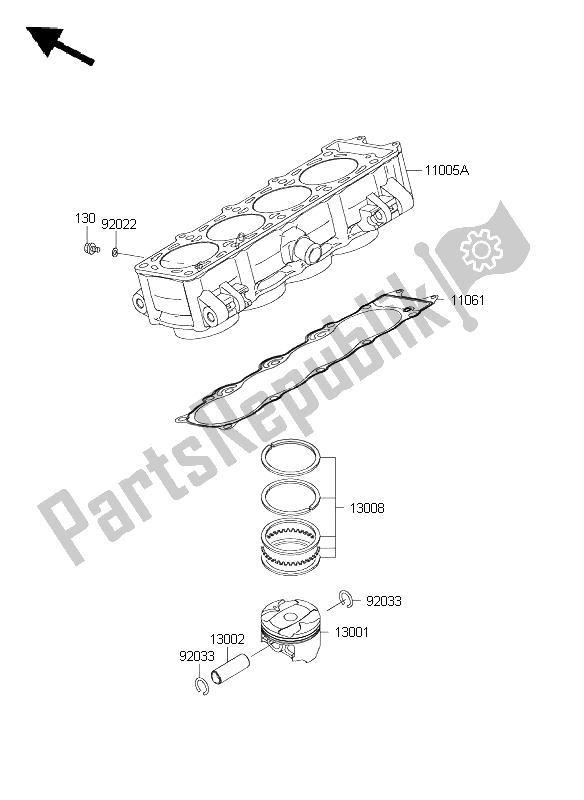 Toutes les pièces pour le Cylindre Et Piston du Kawasaki Z 1000 ABS 2008