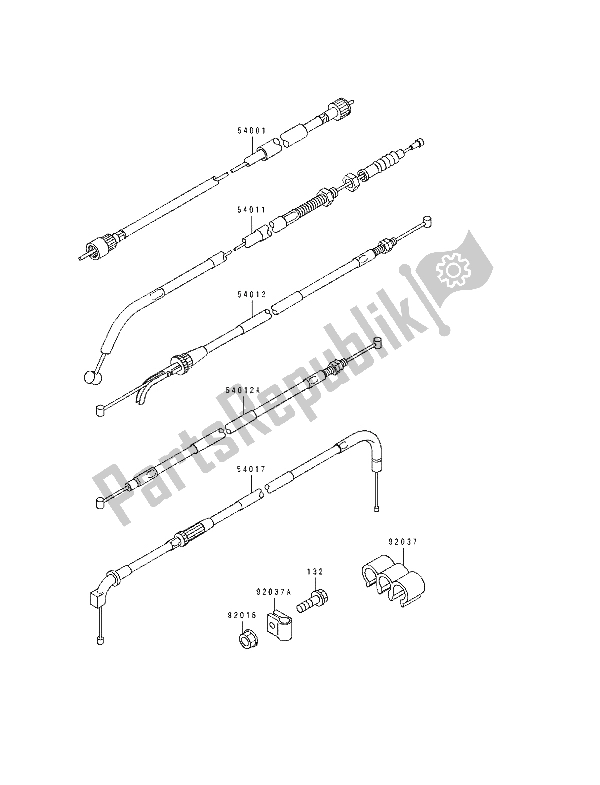 Tutte le parti per il Cavi del Kawasaki KLE 500 1993