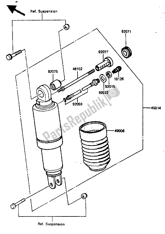 Alle onderdelen voor de Schokdemper van de Kawasaki GPZ 600 1985