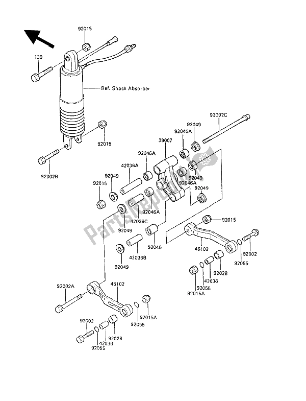 All parts for the Suspension of the Kawasaki GPZ 600R 1988