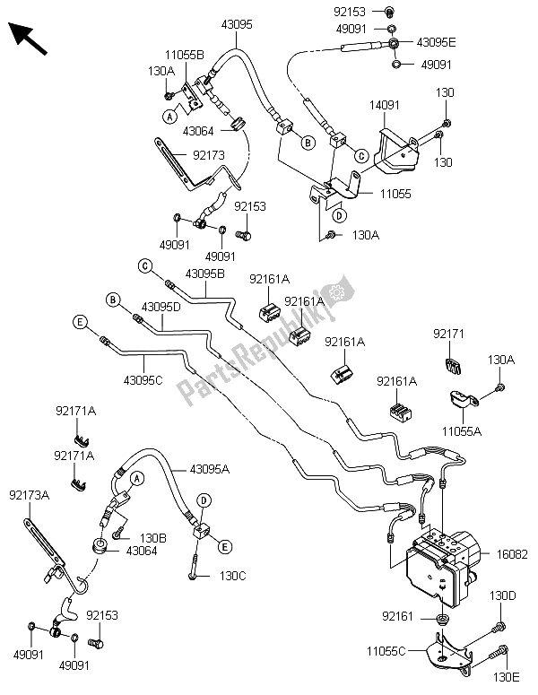 All parts for the Brake Piping of the Kawasaki VN 1700 Voyager ABS 2013