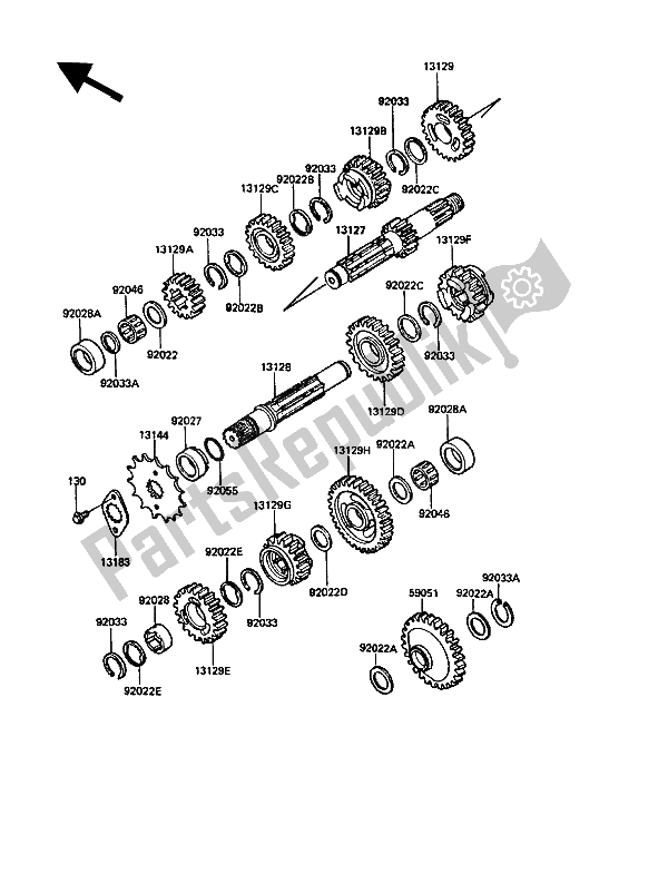 Wszystkie części do Przenoszenie Kawasaki KLR 500 1989