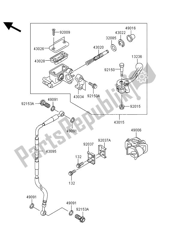 All parts for the Front Master Cylinder of the Kawasaki KX 65 2013