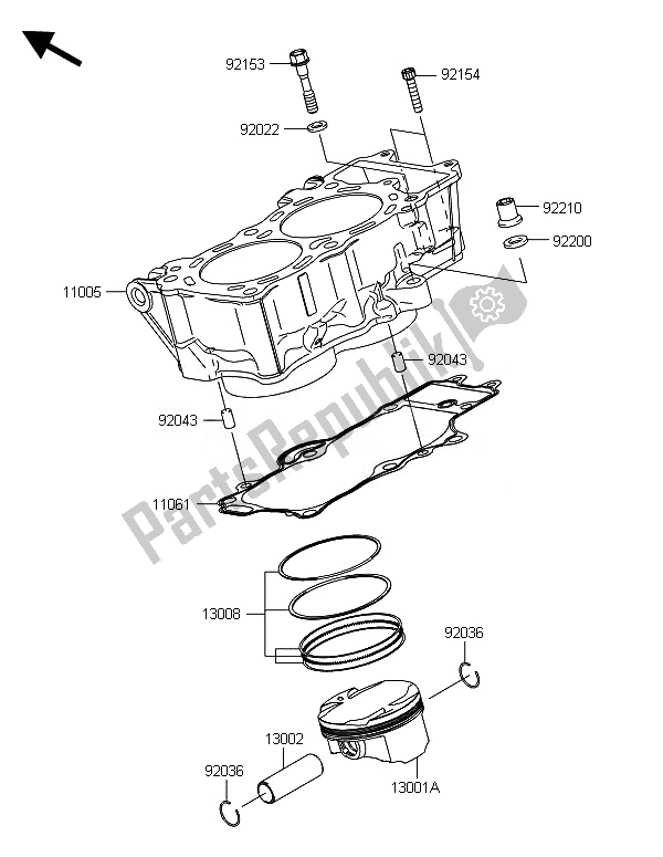 Wszystkie części do Cylinder I T? Ok (y) Kawasaki ER 6N 650 2014