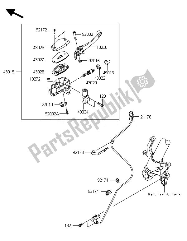 Toutes les pièces pour le Maître-cylindre Avant du Kawasaki Z 800 ABS BEF 2014