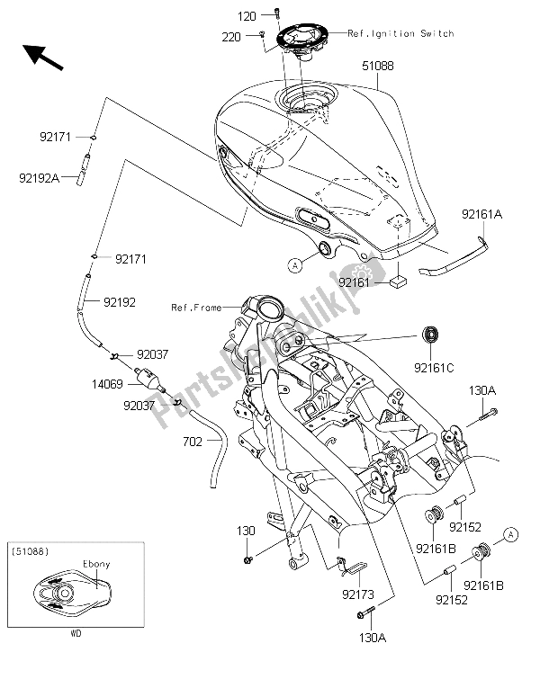 Tutte le parti per il Serbatoio Di Carburante del Kawasaki Ninja 250 SL ABS 2015