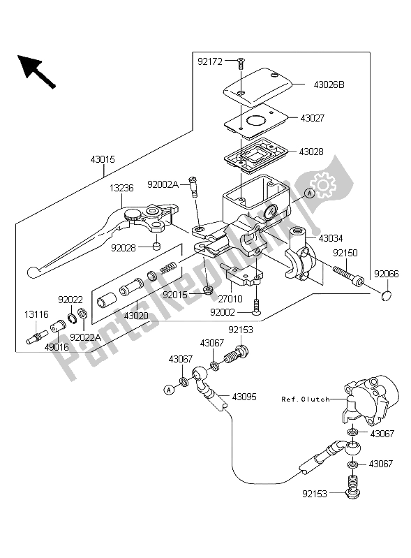 All parts for the Clutch Master Cylinder of the Kawasaki VN 1600 Classic 2003