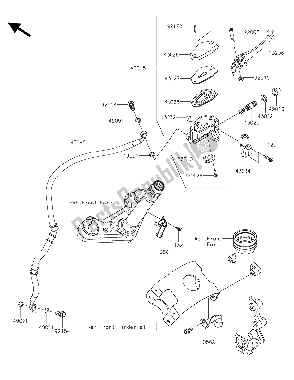 Toutes les pièces pour le Maître-cylindre Avant du Kawasaki Vulcan S 650 2015