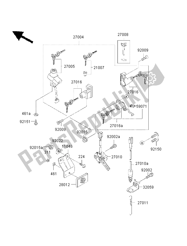 Toutes les pièces pour le Interrupteur D'allumage du Kawasaki GPZ 500S 2002