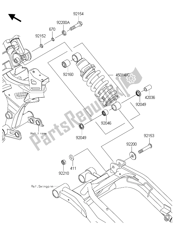 All parts for the Suspension & Shock Absorber of the Kawasaki ER 6N ABS 650 2015