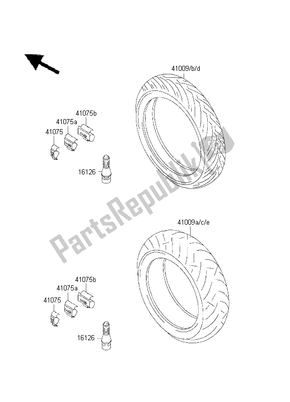 All parts for the Tires of the Kawasaki Ninja ZX 9R 900 2001