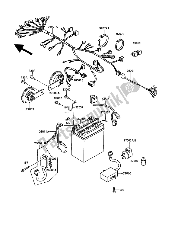 Toutes les pièces pour le Châssis équipement électrique du Kawasaki GT 550 1989