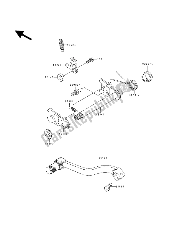 All parts for the Gear Change Mechanism of the Kawasaki KX 80 SW LW 1992