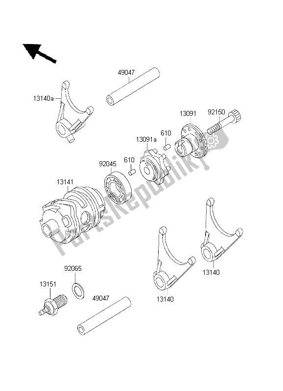 All parts for the Gear Change Drum & Shift Fork of the Kawasaki KLX 650 1995