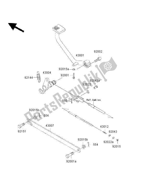 All parts for the Brake Pedal of the Kawasaki EN 500 2002