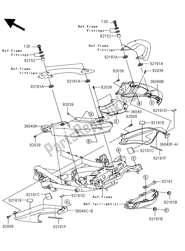 All parts for the Seat Cover of the Kawasaki Versys ABS 650 2009