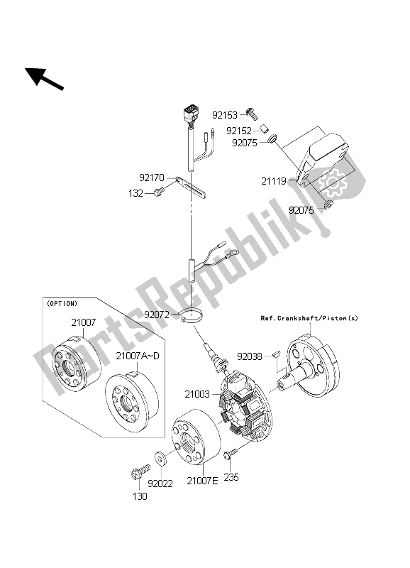 All parts for the Generator of the Kawasaki KX 125 2004