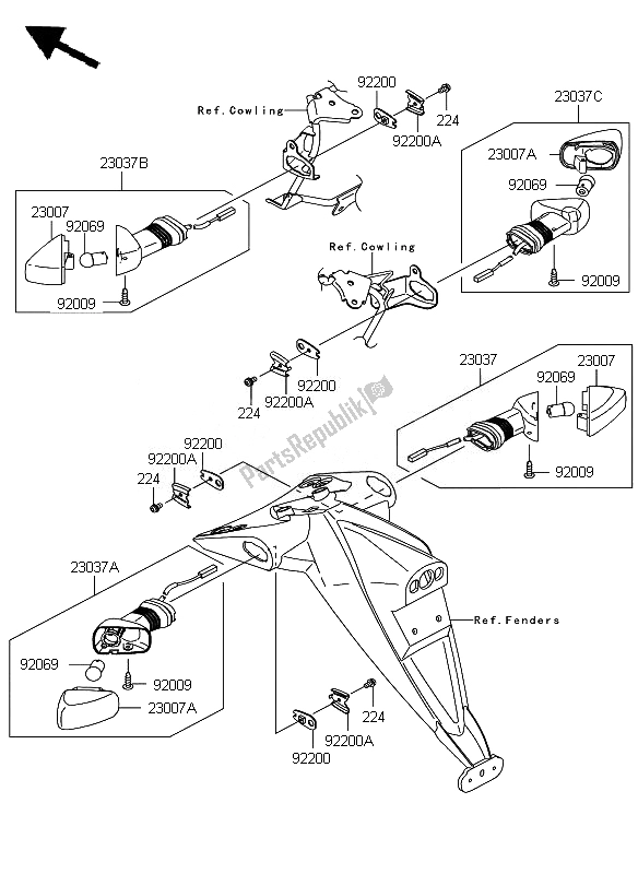 Toutes les pièces pour le Clignotants du Kawasaki Z 750 ABS 2007