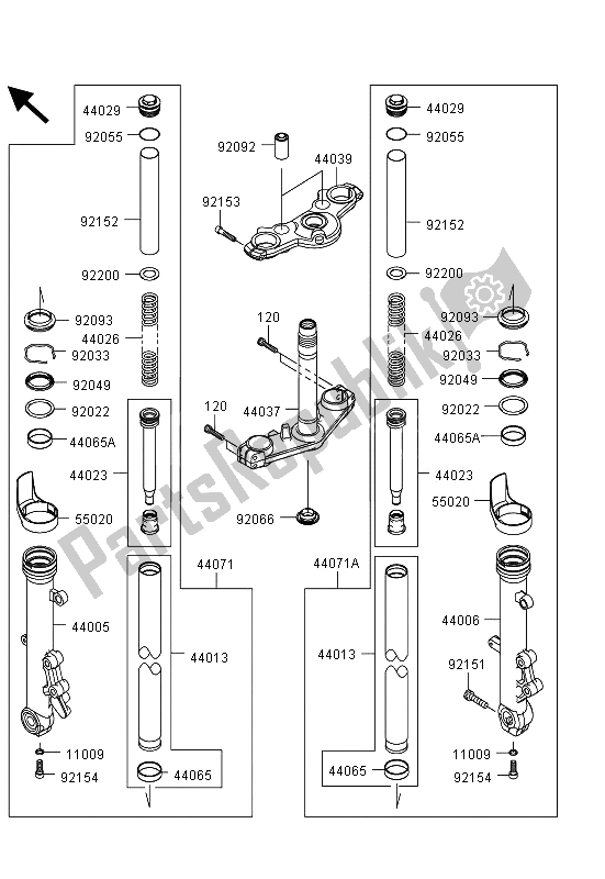 All parts for the Front Fork of the Kawasaki ER 6F 650 2013