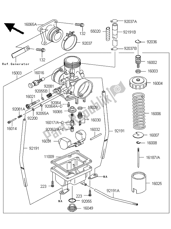 All parts for the Carburetor of the Kawasaki KX 65 2012