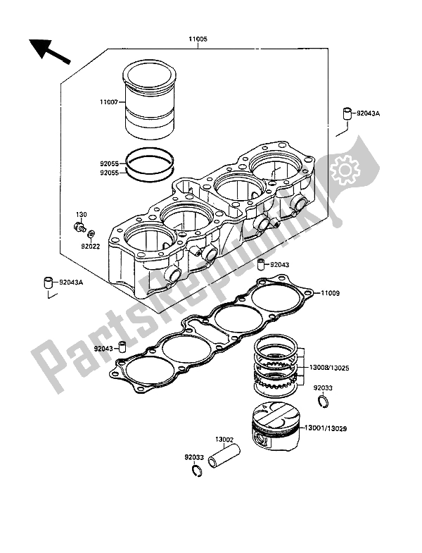 Tutte le parti per il Cilindro E Pistone del Kawasaki ZXR 750 1990