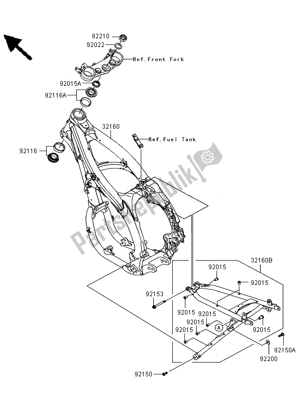 All parts for the Frame of the Kawasaki KLX 450R 2010