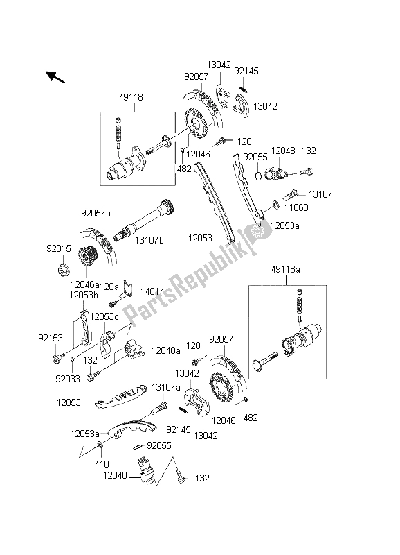 Todas las partes para árbol De Levas Y Tensor de Kawasaki KVF 650 4X4 2003