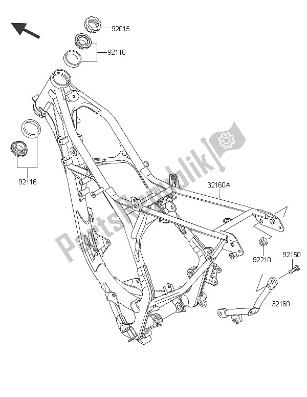 All parts for the Frame of the Kawasaki KX 85 LW 2016