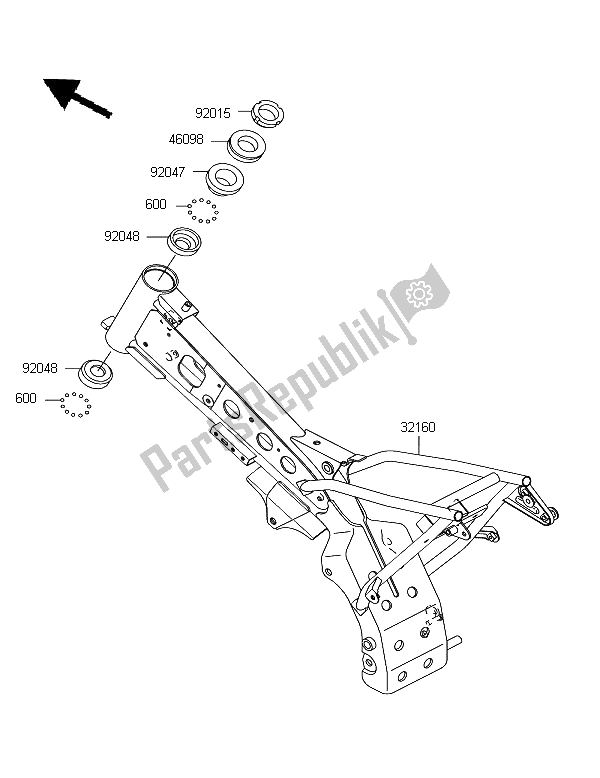 All parts for the Frame of the Kawasaki KLX 110 2009