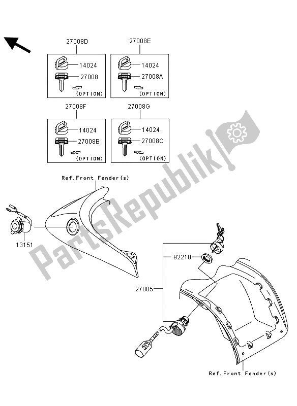 All parts for the Ignition Switch of the Kawasaki KVF 750 4X4 EPS 2013