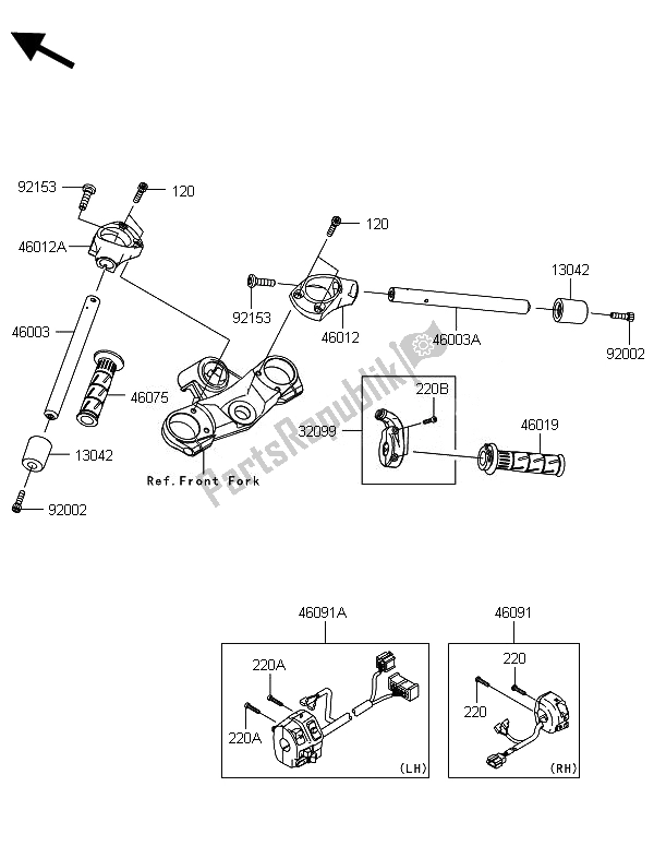 All parts for the Handlebar of the Kawasaki ZZR 1400 ABS 2014