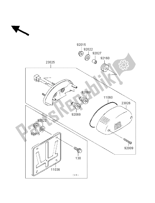 All parts for the Taillight of the Kawasaki VN 800 1998