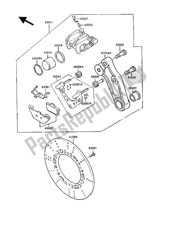 Tutte le parti per il Freno Posteriore del Kawasaki GPZ 900R 1986