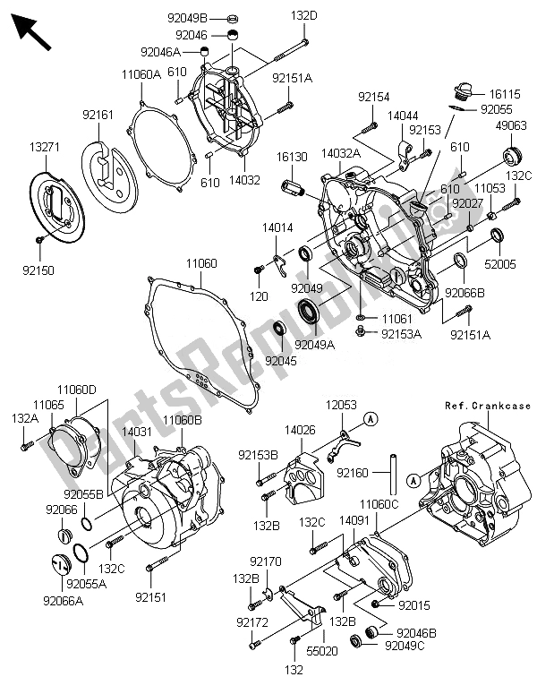 Alle onderdelen voor de Motorkap (pen) van de Kawasaki KLX 250 2014