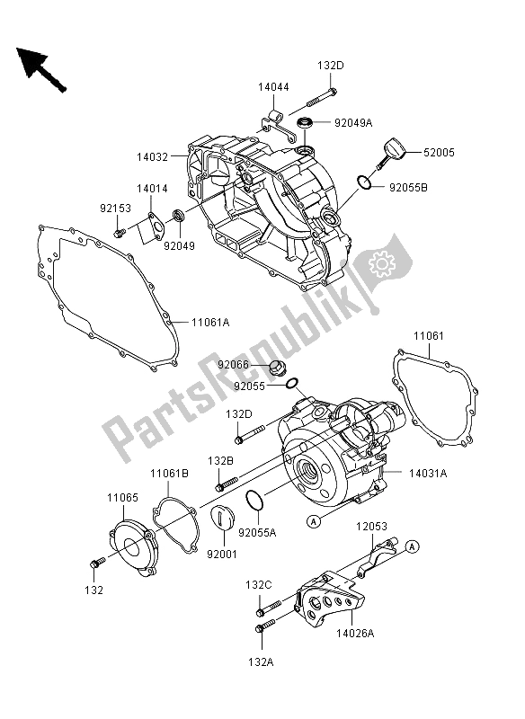 All parts for the Engine Cover(s) of the Kawasaki D Tracker 125 2013