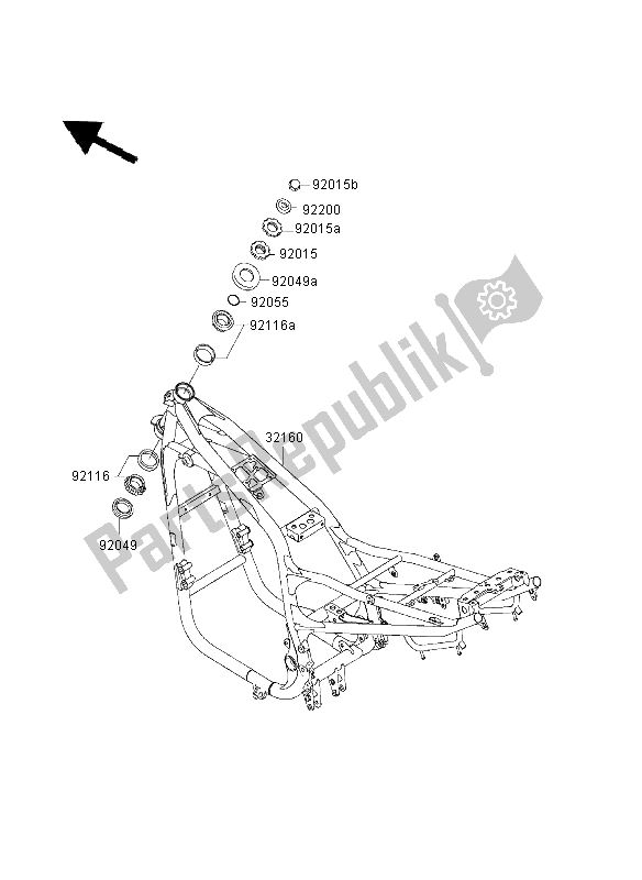 All parts for the Frame of the Kawasaki ZR 7 750 2003
