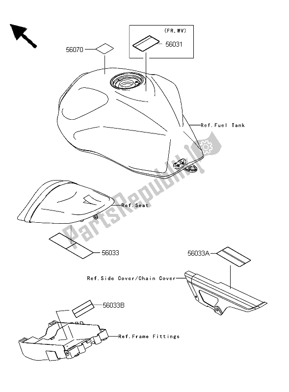 Todas las partes para Etiquetas de Kawasaki Z 750 2006