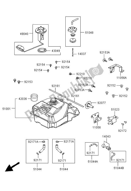 All parts for the Fuel Tank of the Kawasaki KVF 300 2013